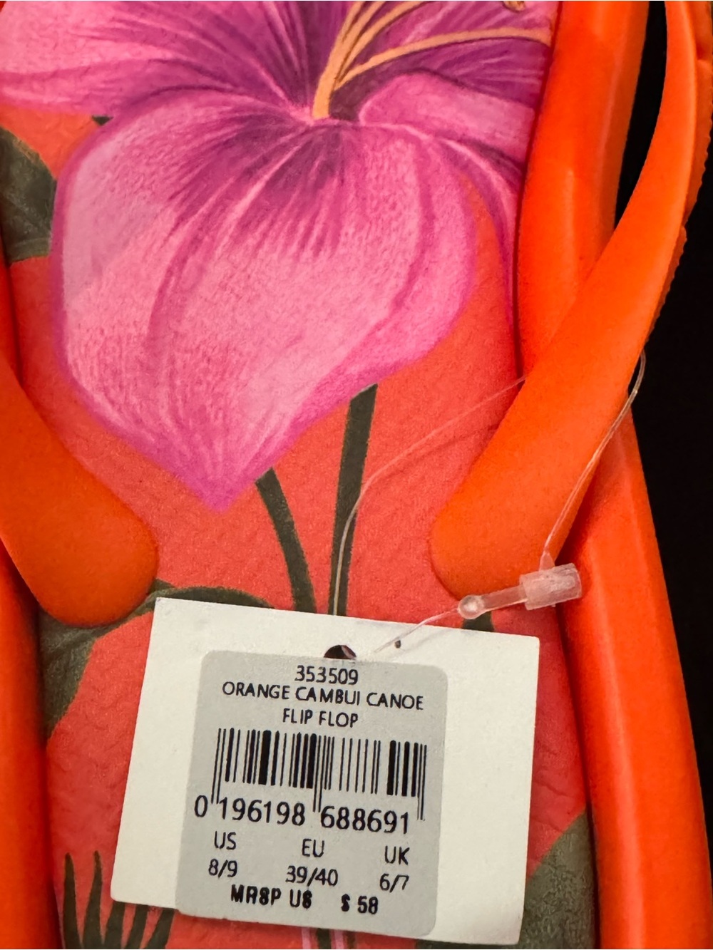 Farm Rio Orange Cambui Canoe Flip Flop - Women’s Size 8/9 - New In Box - Picture 6 of 8